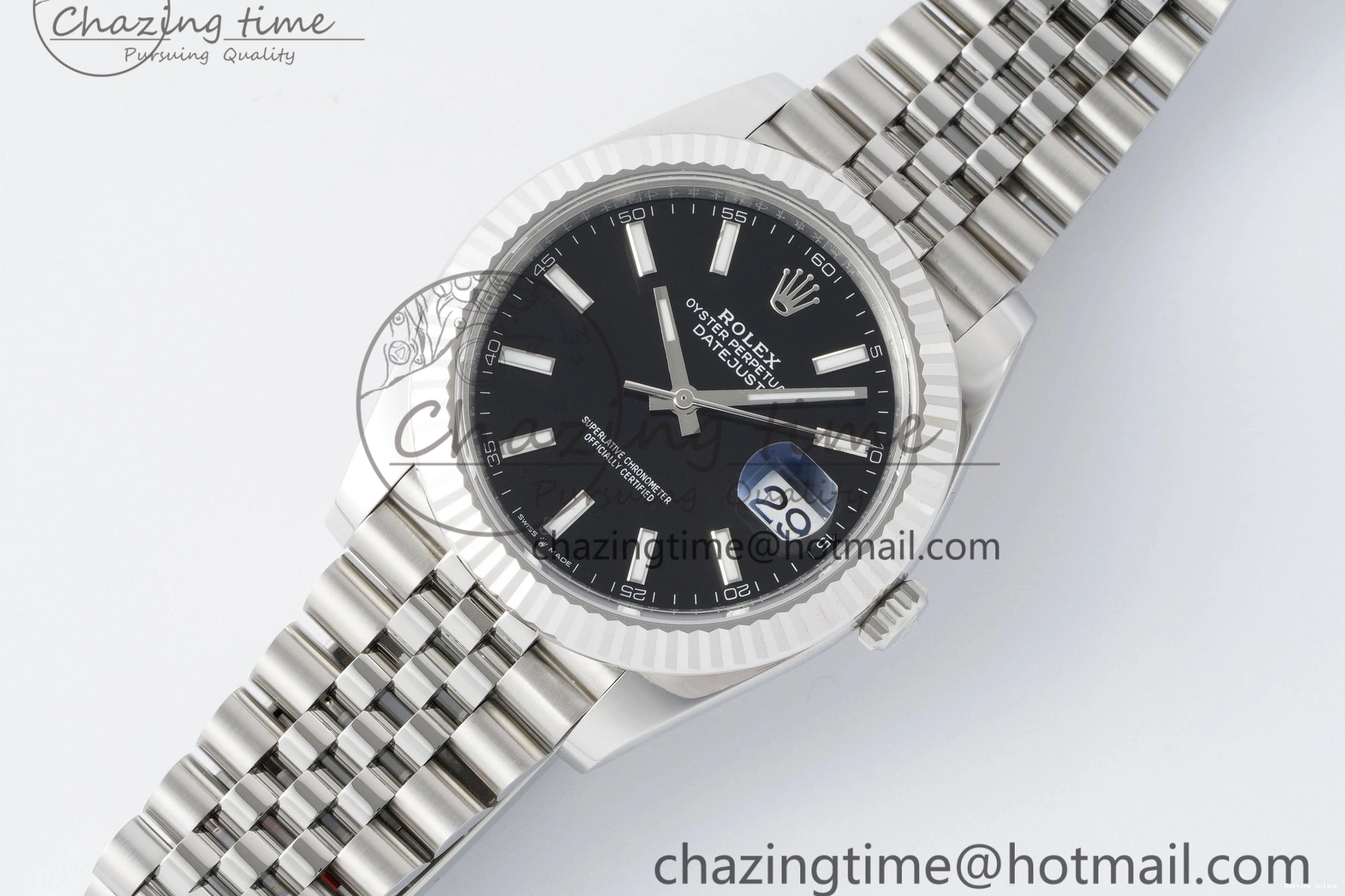 0412 DateJust 41 SS Fluted Bezel KING 1:1 Best Edition 904L Steel Black Stick Dial on Jubilee Bracelet VR EasyCare 2208